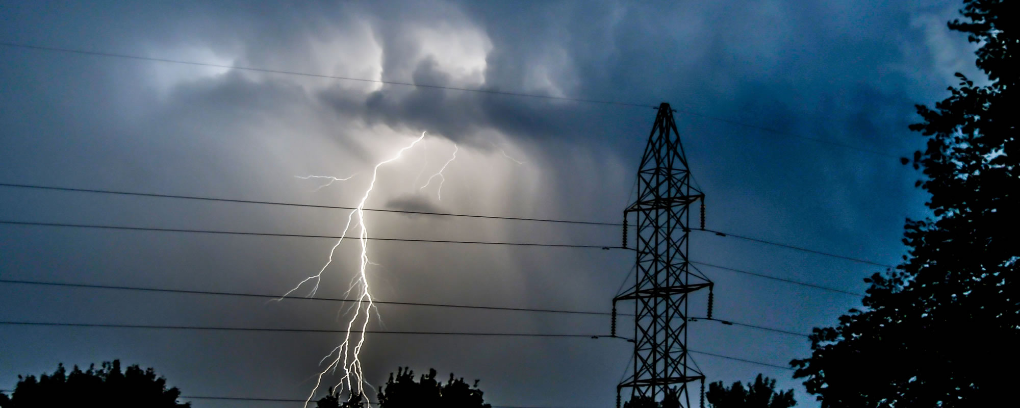 lightning behind power lines