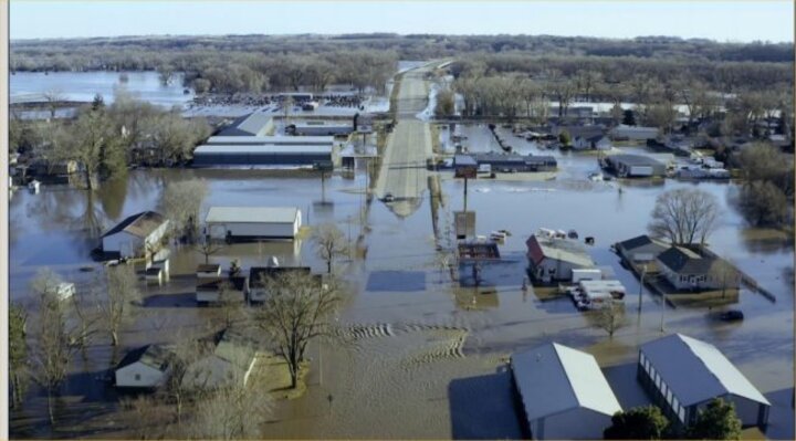 a rural neighborhood destroyed by flooding